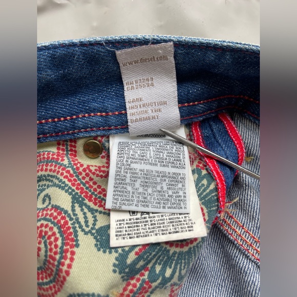 Diesel PREETO 32W Blue Jeans Flared Wide Leg Mens Faded Distressed Wash 00796 - Picture 9 of 14